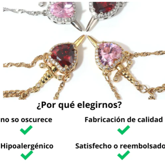 COLLAR ESPADA Y AMOR®︎ EN PLATA + CADENA EXTRA GRATIS 🎁